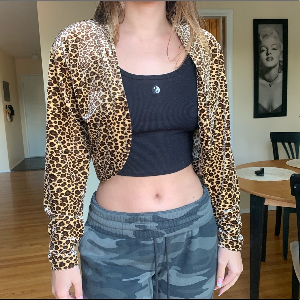 Vintage cheetah velvet jacket